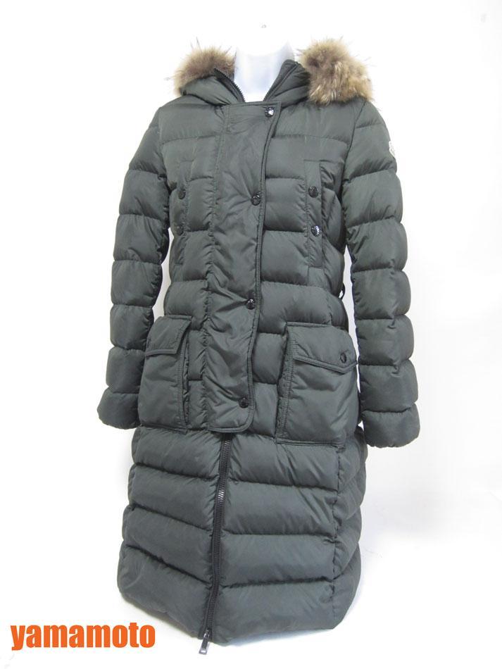 送料無料 MONCLER モンクレール ダウンジャケット レディース ナイロン フード ファー カーキ ベルトなし 00拍卖