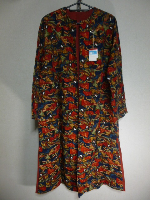 着物リメイク リバーシブルコート 平安絵巻更紗 綿 100% /個性的 古布 ハンドメイド一点物拍卖