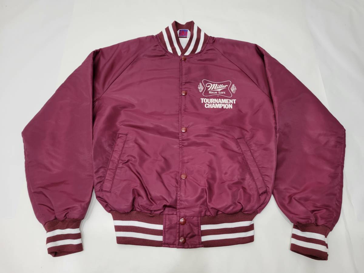 良好 80s usa製 miller highlife ナイロンスタジャン M MVP社製 ミラービール ハイライフ 80年代 アメリカ製 ビンテージ アウター拍卖