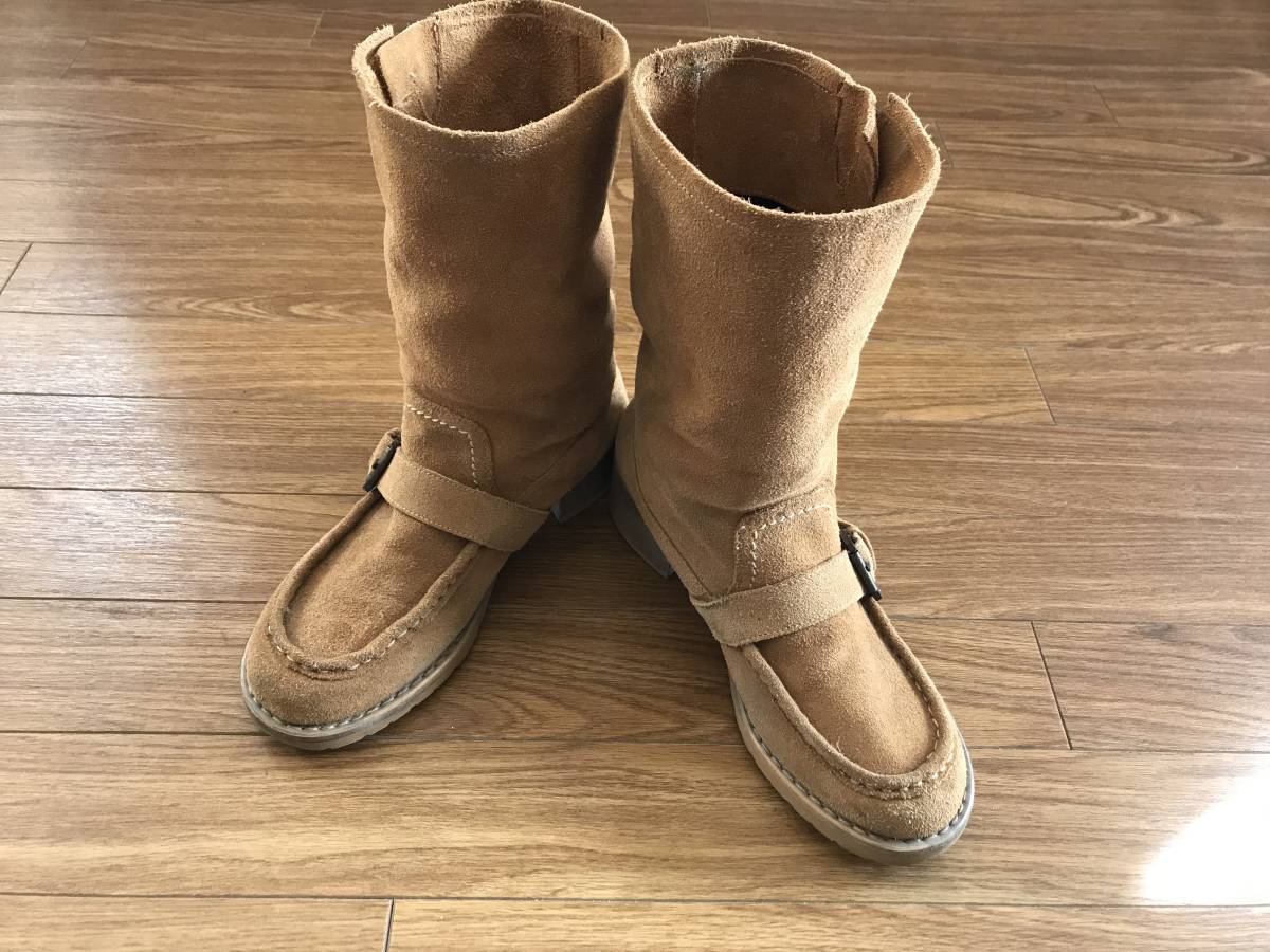 ★LAVORAZIONE ARTIGIANA★ ラボラツィオーネ アルティッジャーナ スウェード ロングブブーツ キャメル イタリア製 シンプル 38拍卖