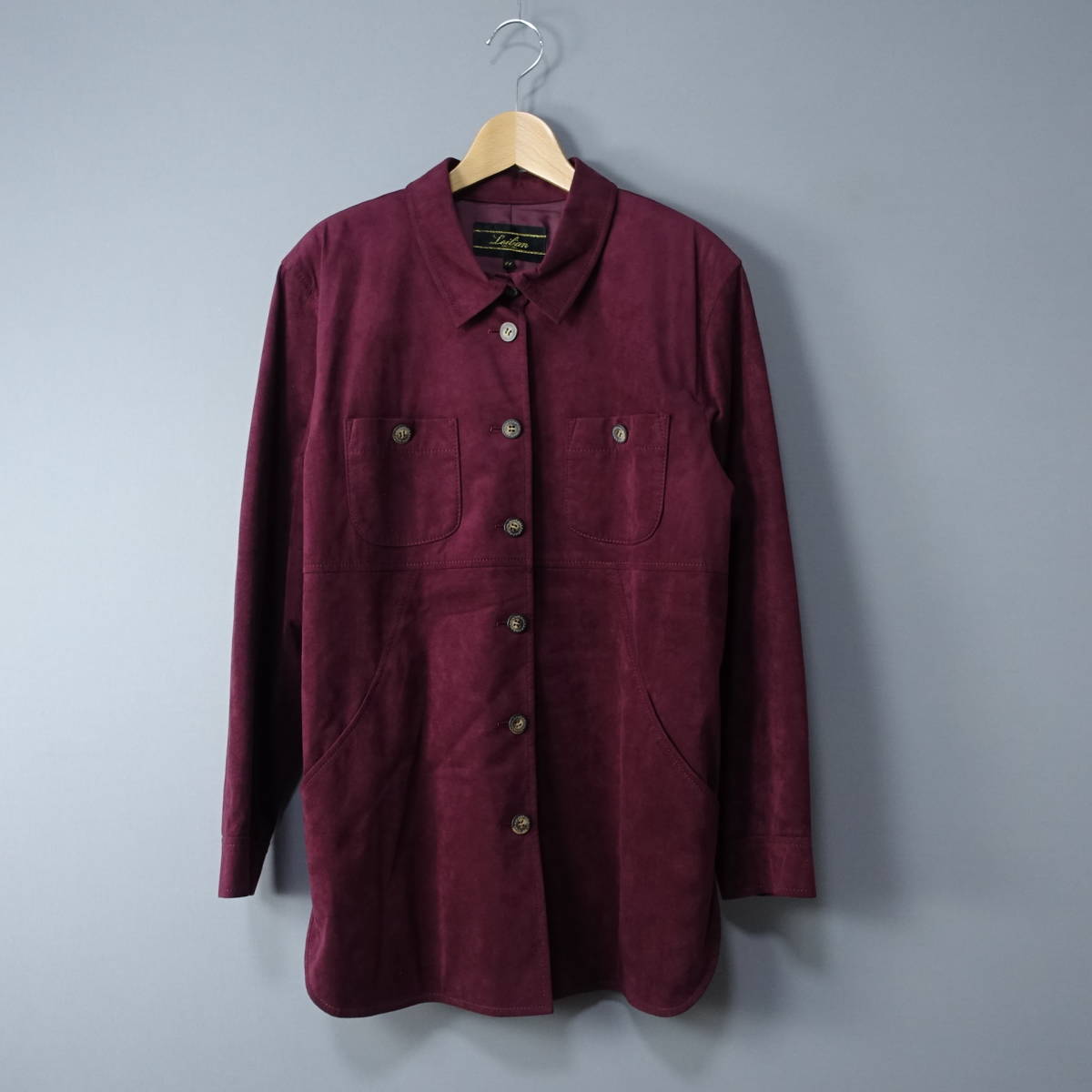 ☆美品☆Leilian/レリアン/11/日本製/エクセーヌ(人口皮革)ジャケット/パープル/紫/レディース/トップス/上着/シャツ拍卖