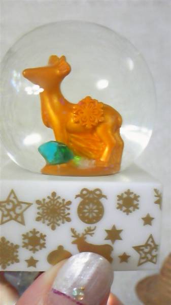 ☆クリスマス★スノードーム ドームオーナメント★ トナカイさん!真っ赤~お鼻ではないけど^^水の濁りやトナカイ浮きの初期不良あり!拍卖