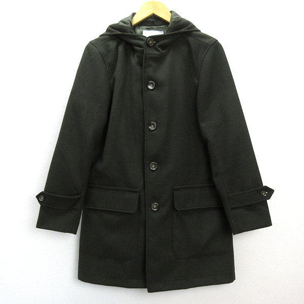 n■エディフィス/417 by EDIFICE フード付き ウールコート【S】深緑/MENS/225【中古】■拍卖