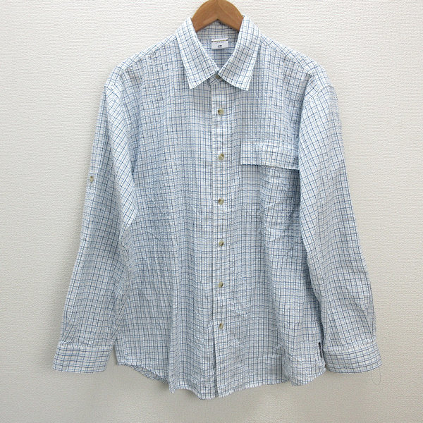 y■コロンビア/COLUMBIA シアサッカー 長袖シャツ■水色【メンズL】MENS/アウトドア/98【中古】拍卖
