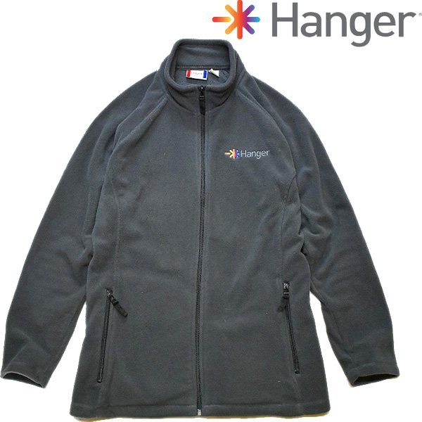 1点物◆HANGER企業ワンポイント刺繍フリースジャケット古着レディースXXLメンズOKアメカジ90sストリート/スポーツMix中古グレー灰色784834拍卖