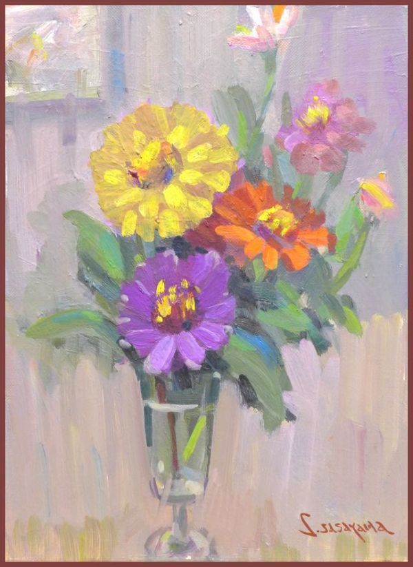 ☆☆☆油彩画 昭和の優しい息吹 「ダリアII」拍卖