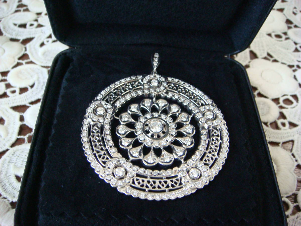 ◎豪華!アンティークデザイン ダイヤモンド ペンダント プラチナ製◎拍卖