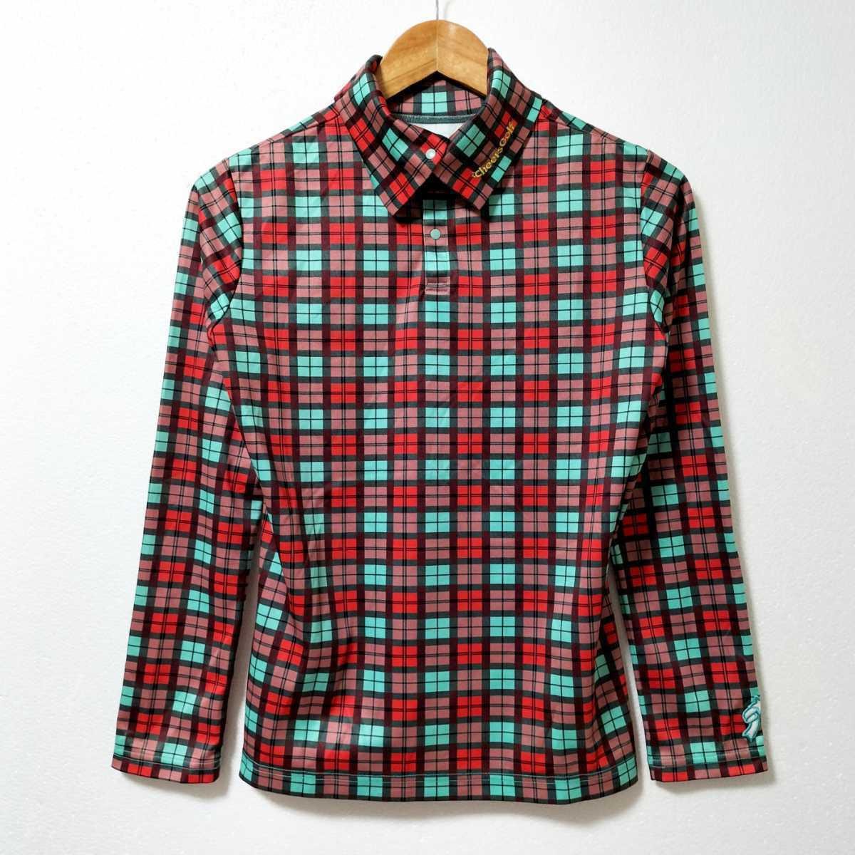 【ゴルフ】SRIXON スリクソン 長袖シャツ レディース Lサイズ チェック柄 ストレッチ素材 刺繍ロゴ拍卖