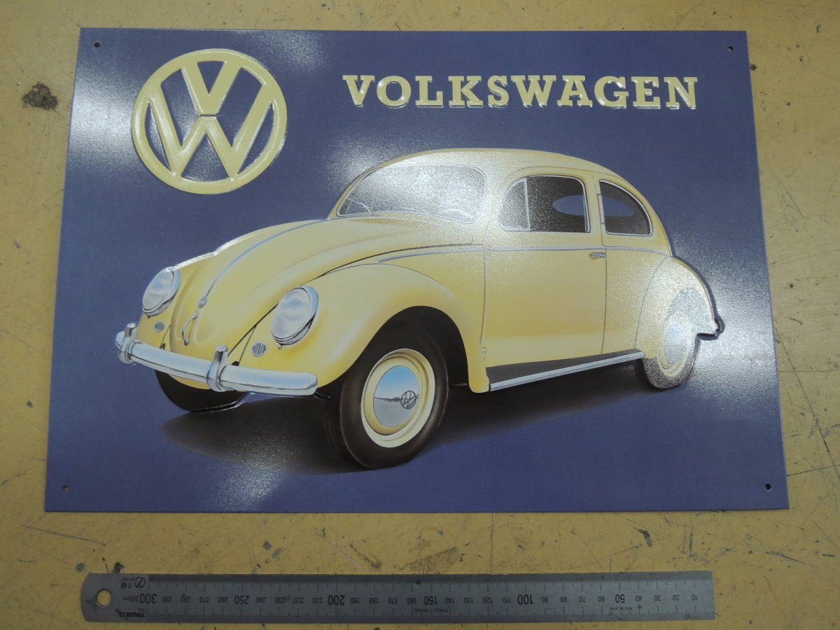 VW フォルクスワーゲン ビートル イギリス製看板 約40cm×約30cm ガレージに 拍卖