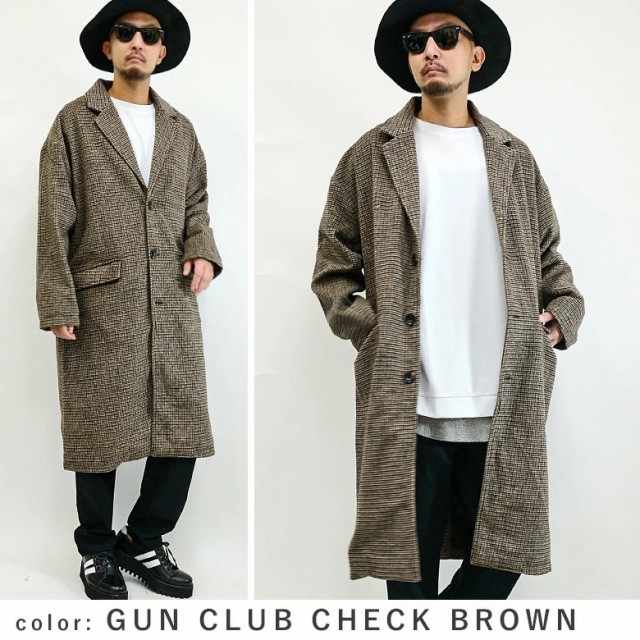 ビッグシルエット シャギーウールチェスターコート8012s330新品ガンクラブブラウンL拍卖