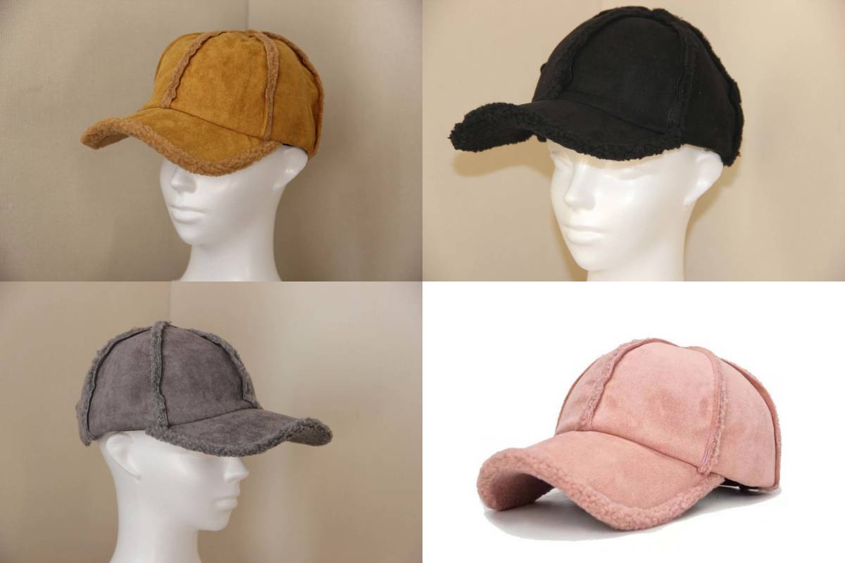 野球帽 キャップ 帽子 レディース 新品 刺繍ブラック 黒 モコモコ おしゃれ拍卖