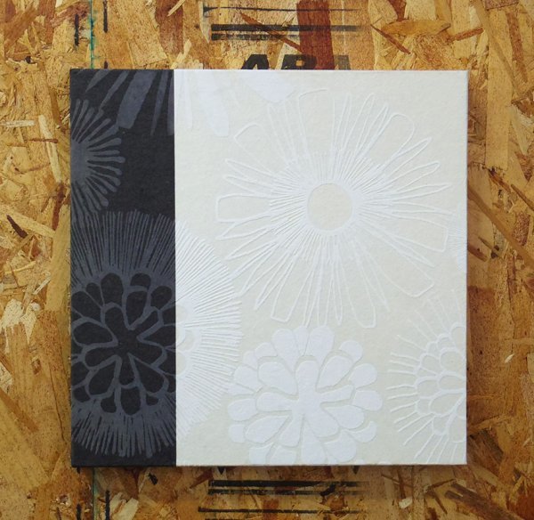 アートパネル 壁インテリア 和紙 和モダン 花柄 2トーン 吊り紐付 ブラック×ホワイト W30×D30 正方形 展示品拍卖