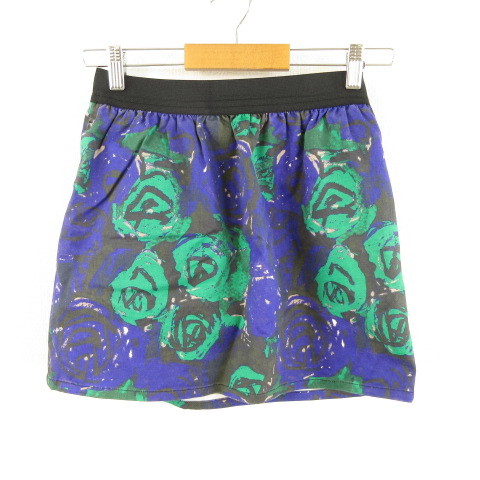 スライ SLY スカート ミニ ギャザ- 総柄 紫 1 *T241 レディース拍卖