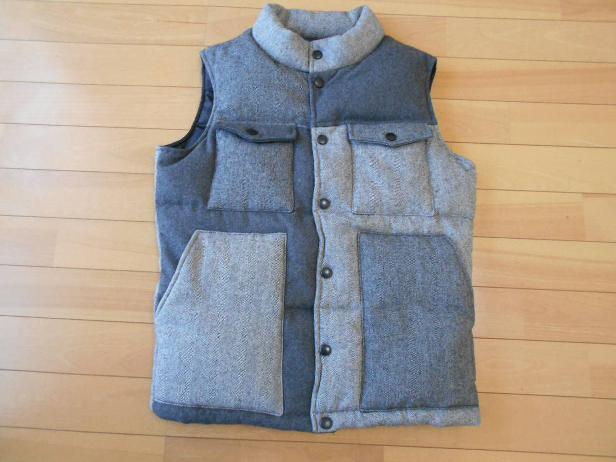 【特別価格】★UNION STATION by MEN'S BIGI no.M0803FV26 ウールフラノツートン ダウンべスト★灰淡灰size02★拍卖
