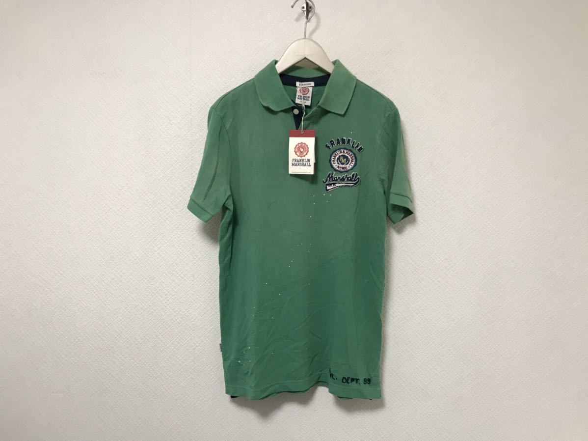 新品未使用本物フランクリンマーシャルFRANKLINMARSHALLコットンペンキ加工半袖ポロシャツメンズアメカジサーフミリタリー緑Lゴルフ拍卖
