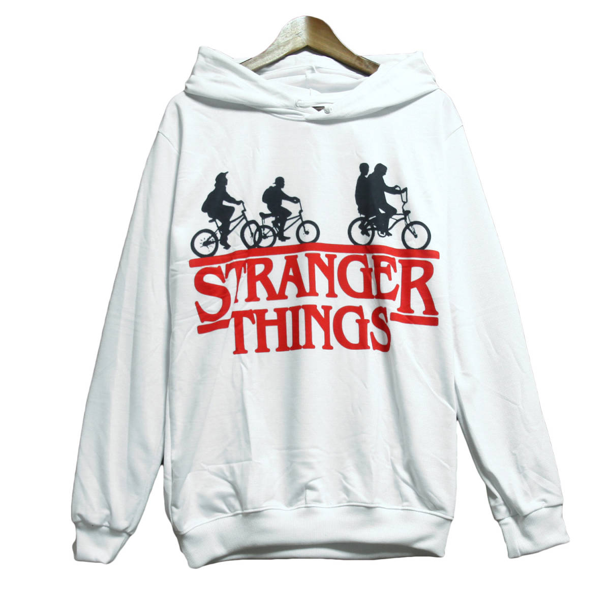 プルオーバーパーカー メンズ ストレンジャーシングス 海外ドラマ ストリート系 スウェット フード付き 薄手 春物 ★pk0057-wht-l拍卖