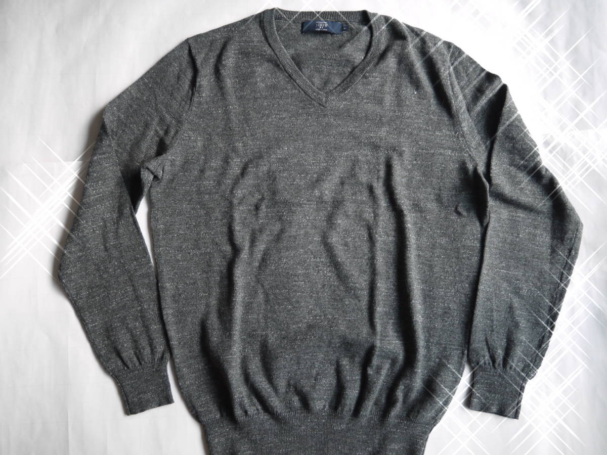 【美 品】J.CREW ジェイクルー 本物正規品Vネックコットンセーター サイズS(日本Mサイズ) ダークグレー(霜降り)拍卖