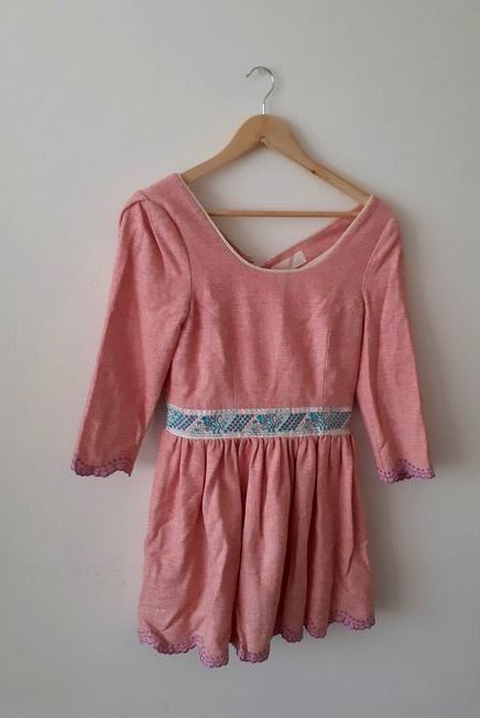 bonica dot ボニカドット◆可愛い♪ピンク 刺繍 フレア チュニック ワンピース◆サイズ0拍卖