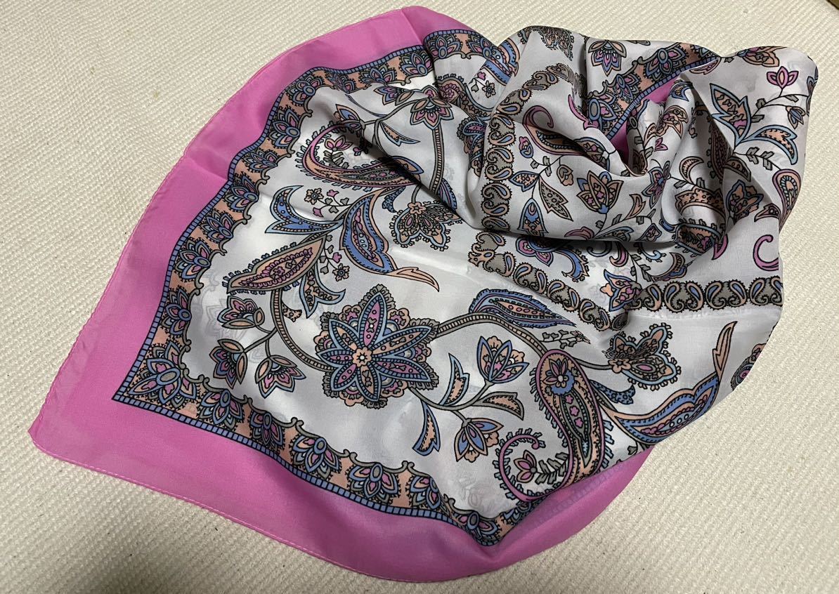 送料込み■新品■ペイズリー柄(ピンク) スカーフ イタリア製拍卖