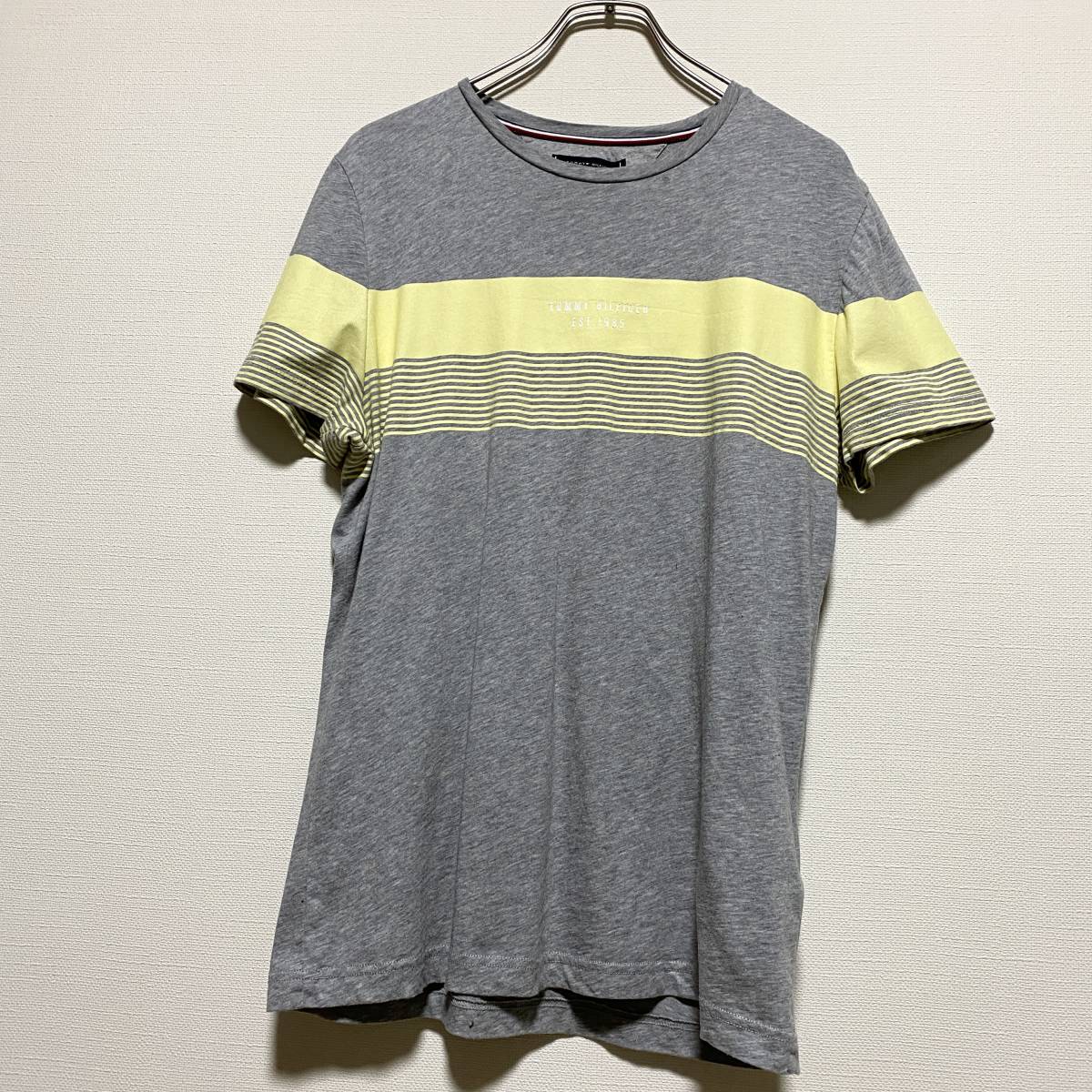 トミーヒルフィガー 半袖Tシャツ ロゴプリント バイカラー レディース Mサイズ コットン 【SE51】拍卖