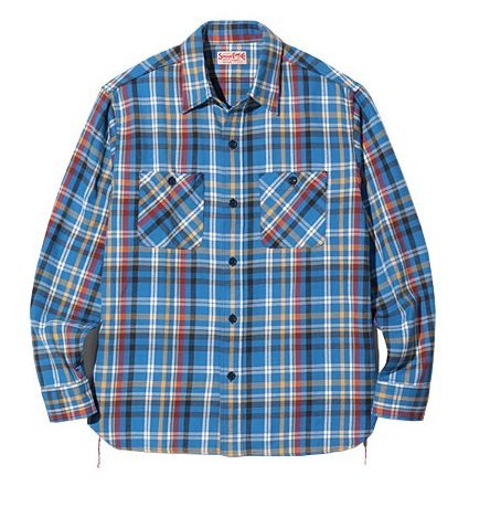 ツイルチェック長袖ワークシャツ◆SUGER CANE ブルーLサイズ SC28956 シュガーケーン 東洋エンタープライズ 日本製 国産拍卖