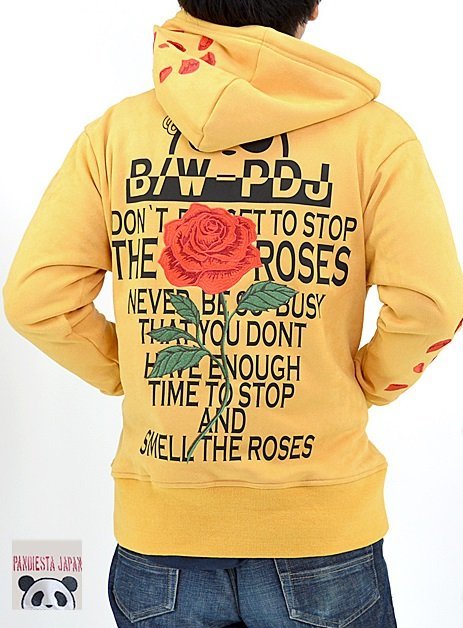 B/W-PDJ RELAXシリーズ フェイクスエード薔薇刺繍パーカー◆PANDIESTA JAPAN マスタードMサイズ 592606 パンディエスタジャパン パンダ拍卖