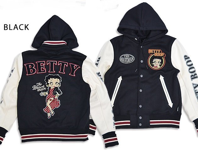 BR×BETTYコラボ ボンディングスタジャン◆The BRAVE-MAN ブラックMサイズ BBB-2242 ブレイブマン ベティーちゃん スタジアムジャンパー拍卖