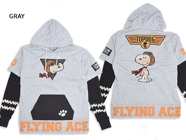 ロウブロウナックル×スヌーピー FLYING ACEフェイクレイヤードパーカー◆ロウブロウナックル グレーLサイズ 592402 ミリタリー 刺繍拍卖