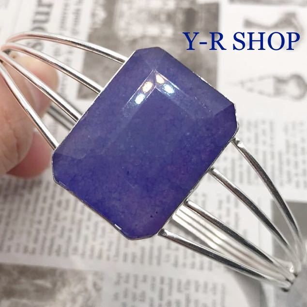 天然石★訳ありサファイアのバングル★レディース腕輪シルバー 925刻印カラーストーンアクセサリーエスニックインドジュエリー新品宝石Y-R拍卖