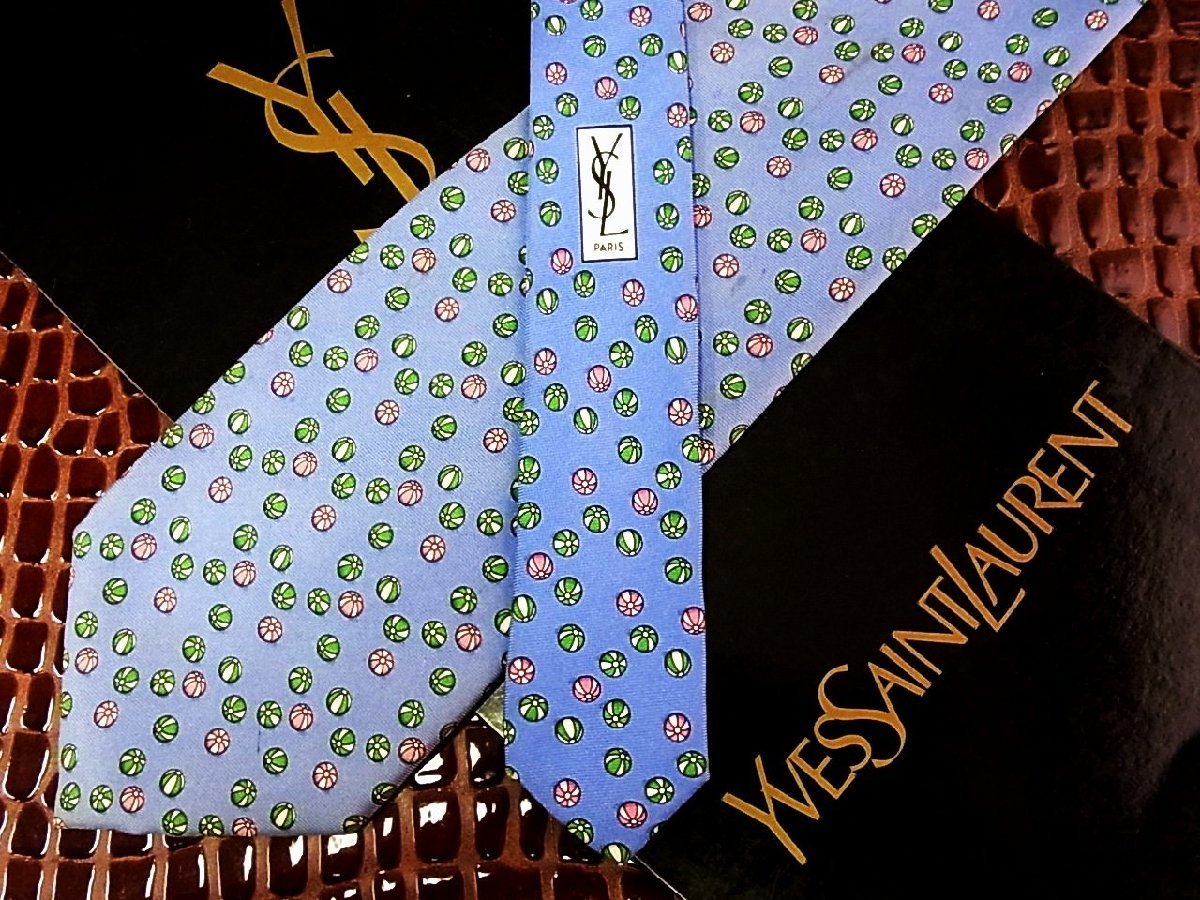 ★今週の特売★1884★高級ブランド【キャラ柄】★サンローラン【ボール 柄】ネクタイ★拍卖