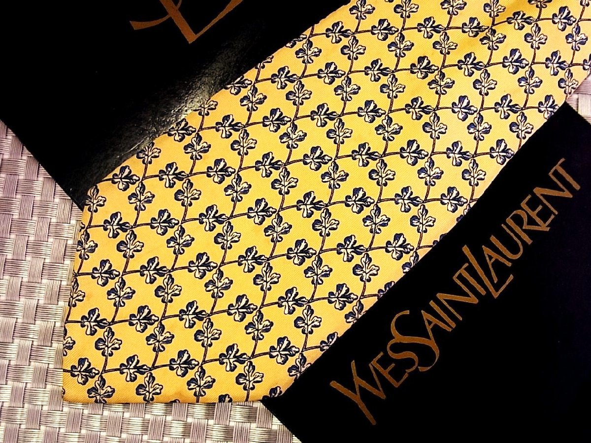 【在庫処分セール】●特売●FK0061●【YSL】サンローラン【花 植物 柄】ネクタイ●拍卖