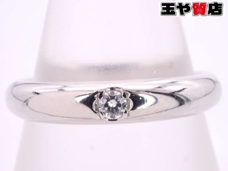 ミキモト 美品 ダイヤ 0.03ct 甲丸 リング 11号 pt950 プラチナ拍卖