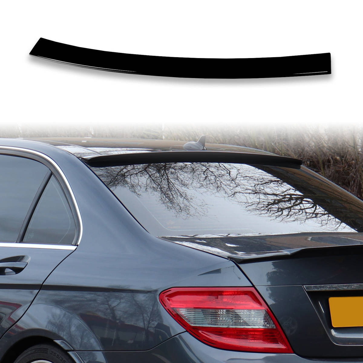 純正色塗装済 ABS製 リアルーフスポイラー メルセデスベンツ用 Cクラス W204 OEタイプ ポン付け カラーコード:197 QRS-51195拍卖