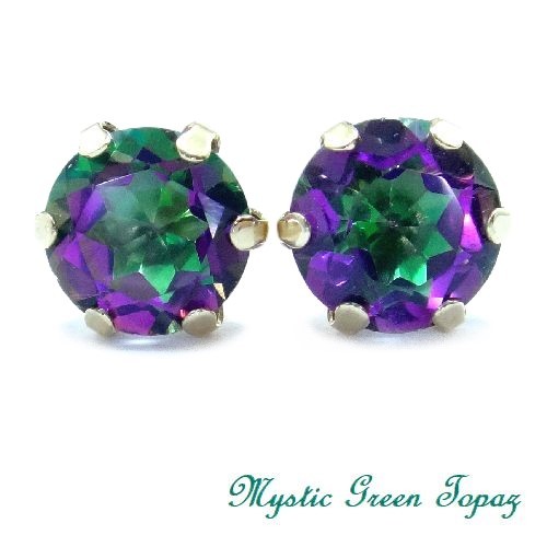 K10 ミスティックグリーントパーズ ラウンド 5mm ピアス ジュエリー YG WG スタッド 10金 選べるゴールド 箱付き拍卖