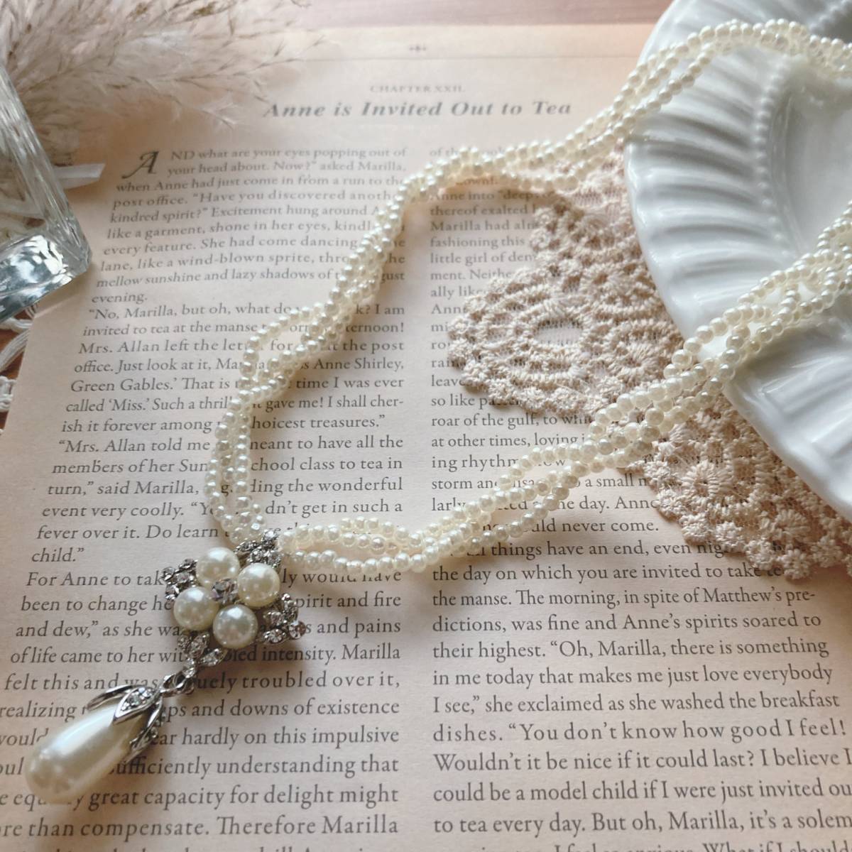 ドレスジュエリー パールの三つ編みネックレス ドロップパール ベビーパール パーティーJapan Vintage jewelry accessories 0490拍卖