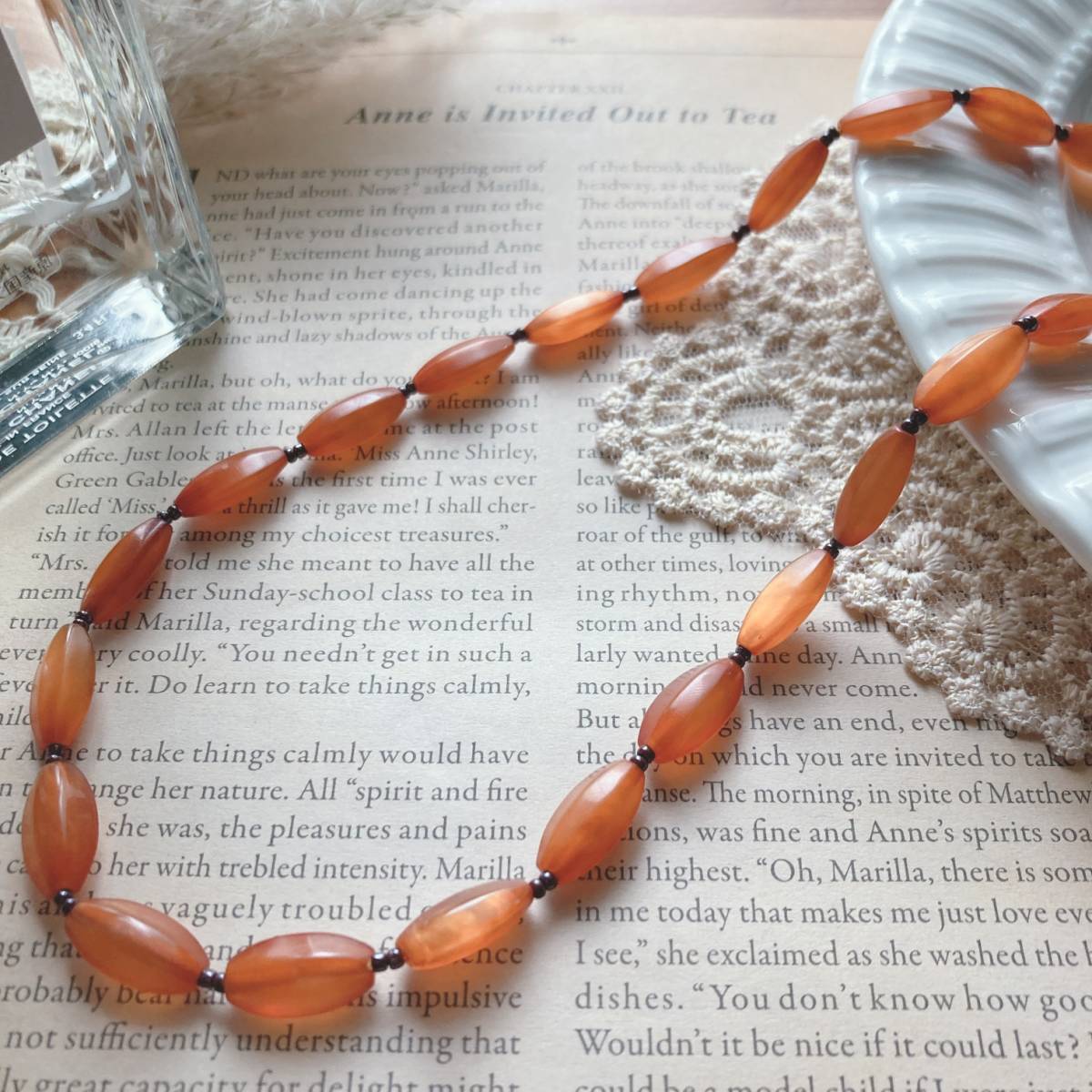 レトロなネックレス オレンジ ヴィンテージネックレス Japan Vintage jewelry accessories 0494拍卖