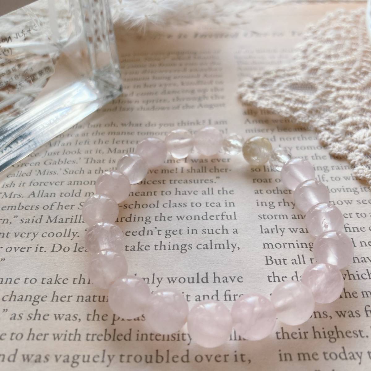 美品 パワーストーンブレスレット ローズクォーツ 水晶 シトリン Vintage jewelry accessories 0578拍卖