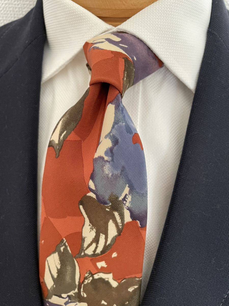 【美品】コムサデモード ヴィンテージネクタイ プリント 高級シルクプリント イタリア製生地日本製拍卖