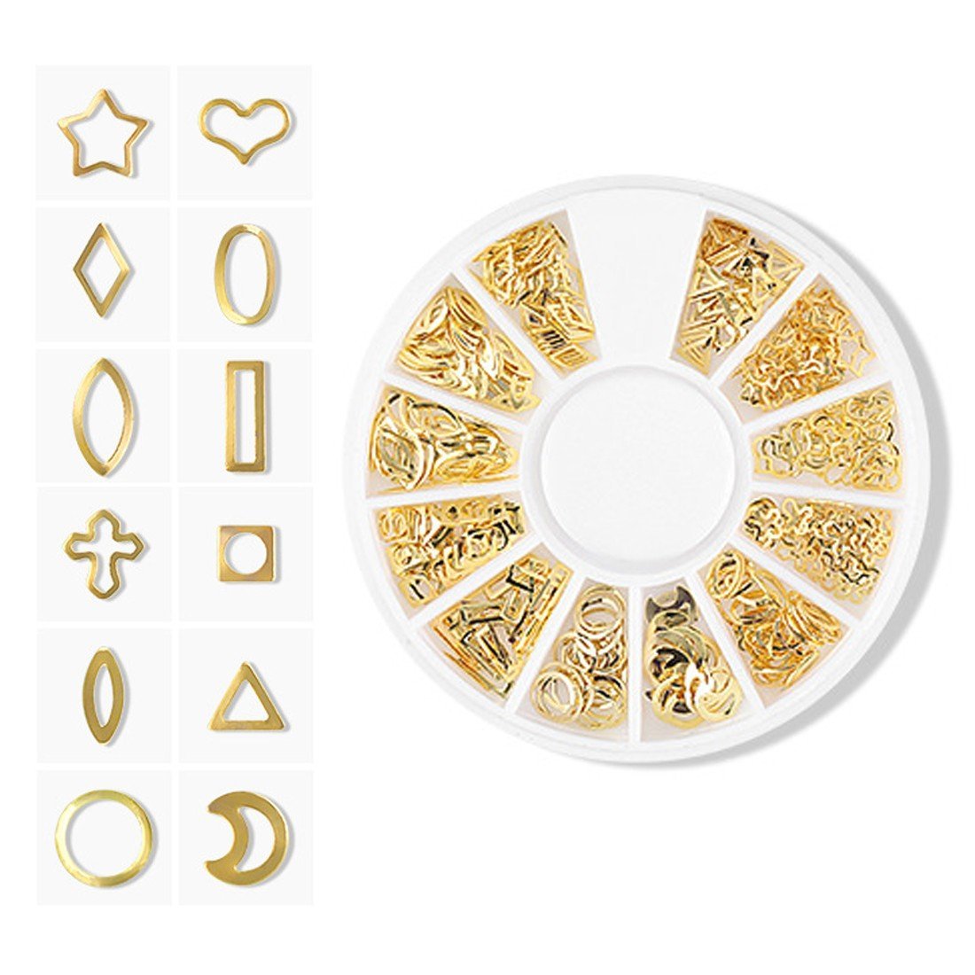 ネイルスタッズ ケース付き メタルネイルパーツ 12種類入り レジン用パーツ ジェルネイル 9#星の言葉拍卖