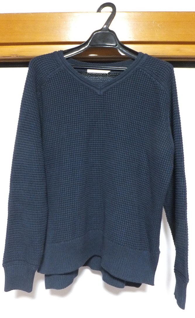 AMERICAN HOLIC ワッフルVネックニット ネイビー 長袖 Mサイズ トップス 拍卖