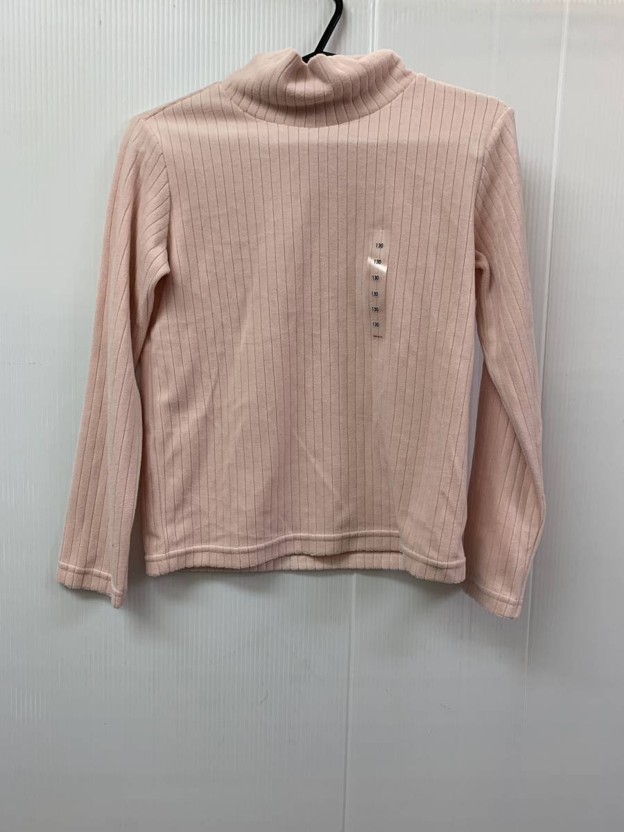 z943★ユニクロ タグシール付長袖カットソー ピンク  サイズ130★秋拍卖