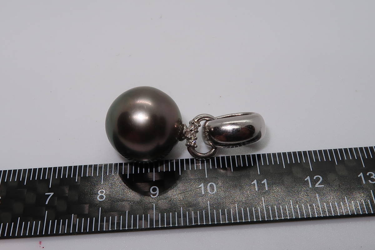 ■□Pt900 真珠 パール 約14㎜玉 ダイヤモンド 0.04ct ペンダントトップ□■拍卖