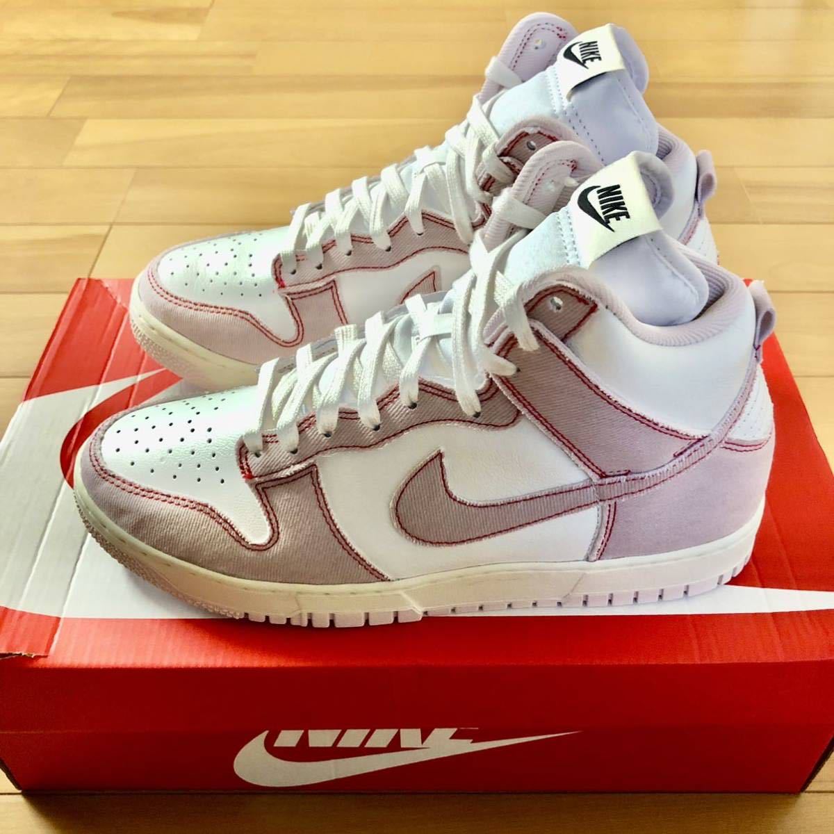 NIKE DUNK HI 1985 ナイキ ダンク ハイ レトロ スニーカー ホワイト ローズ ピンク デニム US9 27cm 国内正規品 新品未使用 復刻 レア 人気拍卖