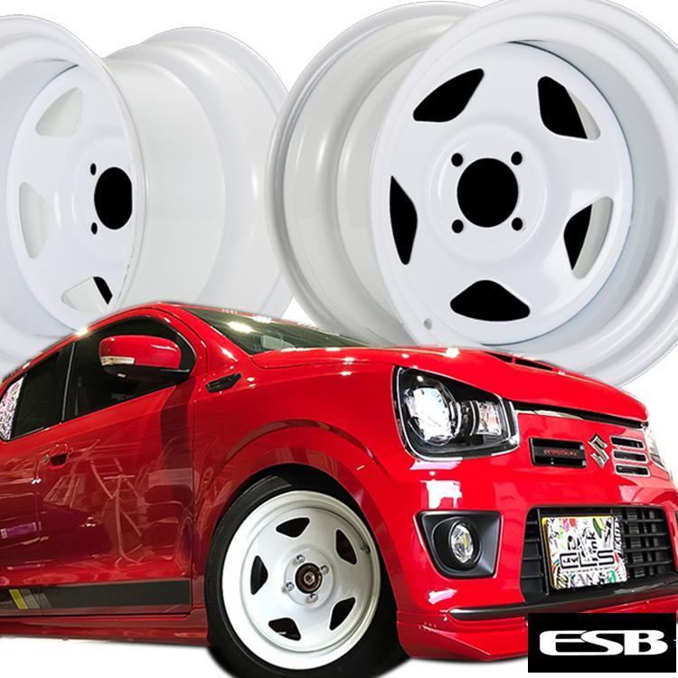 15インチ 5H114.3 8J+20 5穴 1本 ESB CLS TC01 鉄ちん テッチン パジェロミニ スチールホイール ホワイト拍卖