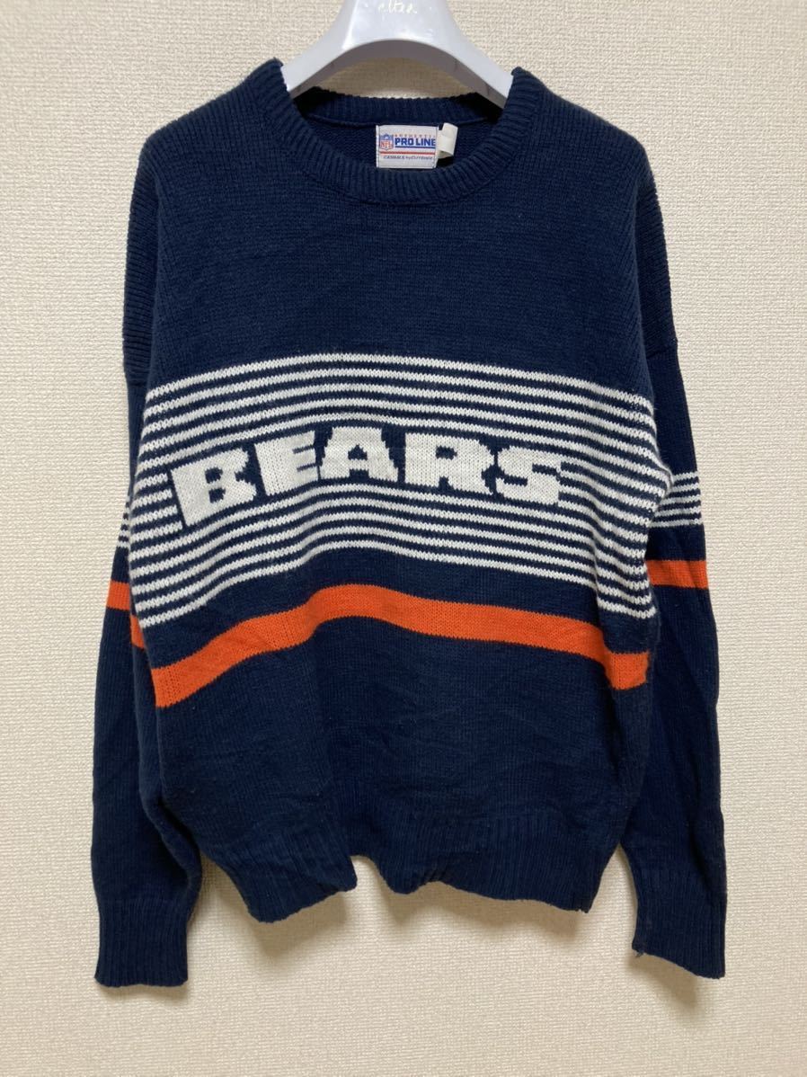 ヴィンテージ 80年代シカゴベアー Chicago Bears CLIFF Engle NFL プロライン ウール セーター フットボール ニットセーター XL USA製拍卖