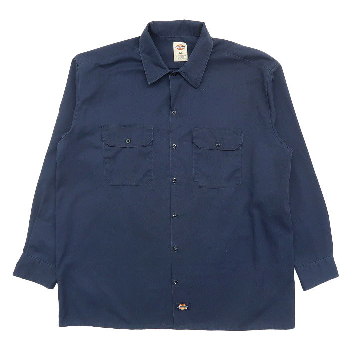 古着 ディッキーズ Dickies ワークシャツ 長袖 ネイビー サイズ表記:XL gd76818拍卖