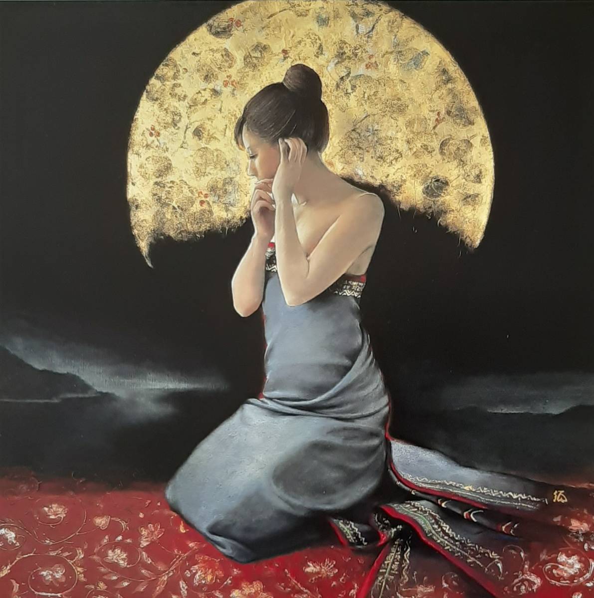 山根須磨子、「月明」、希少画集の額装画、四季、風景、人気作品、オーダーマット付・日本製新品額入り、送料無料拍卖