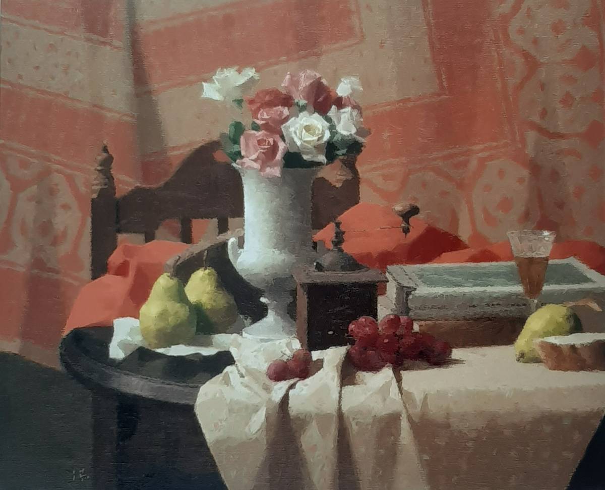 中村清治、「バラや洋梨のある静物」、希少画集の額装画、四季、風景、人気作品、オーダーマット付・日本製新品額入り、送料無料拍卖