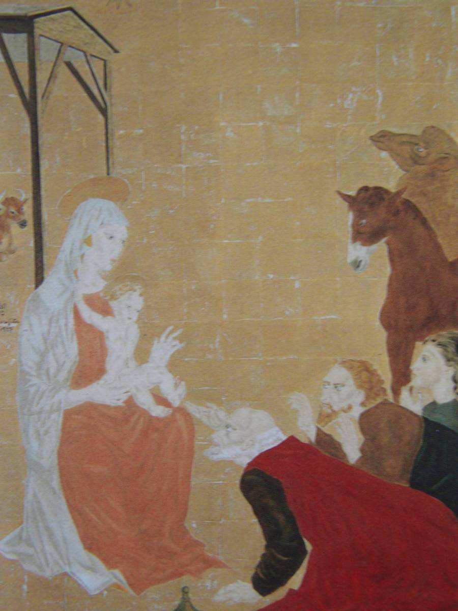 藤田嗣治、【Adorartion des Mages】、希少な額装用画集より、厳選、新品額装、マット額装付、状態良好、送料込み拍卖