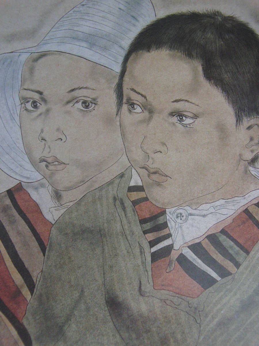 藤田嗣治、【Enfants mexicains】、希少な額装用画集より、厳選、新品額装、マット額装付、状態良好、送料込み拍卖